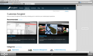 Acceso a las extensiones desde Songbird