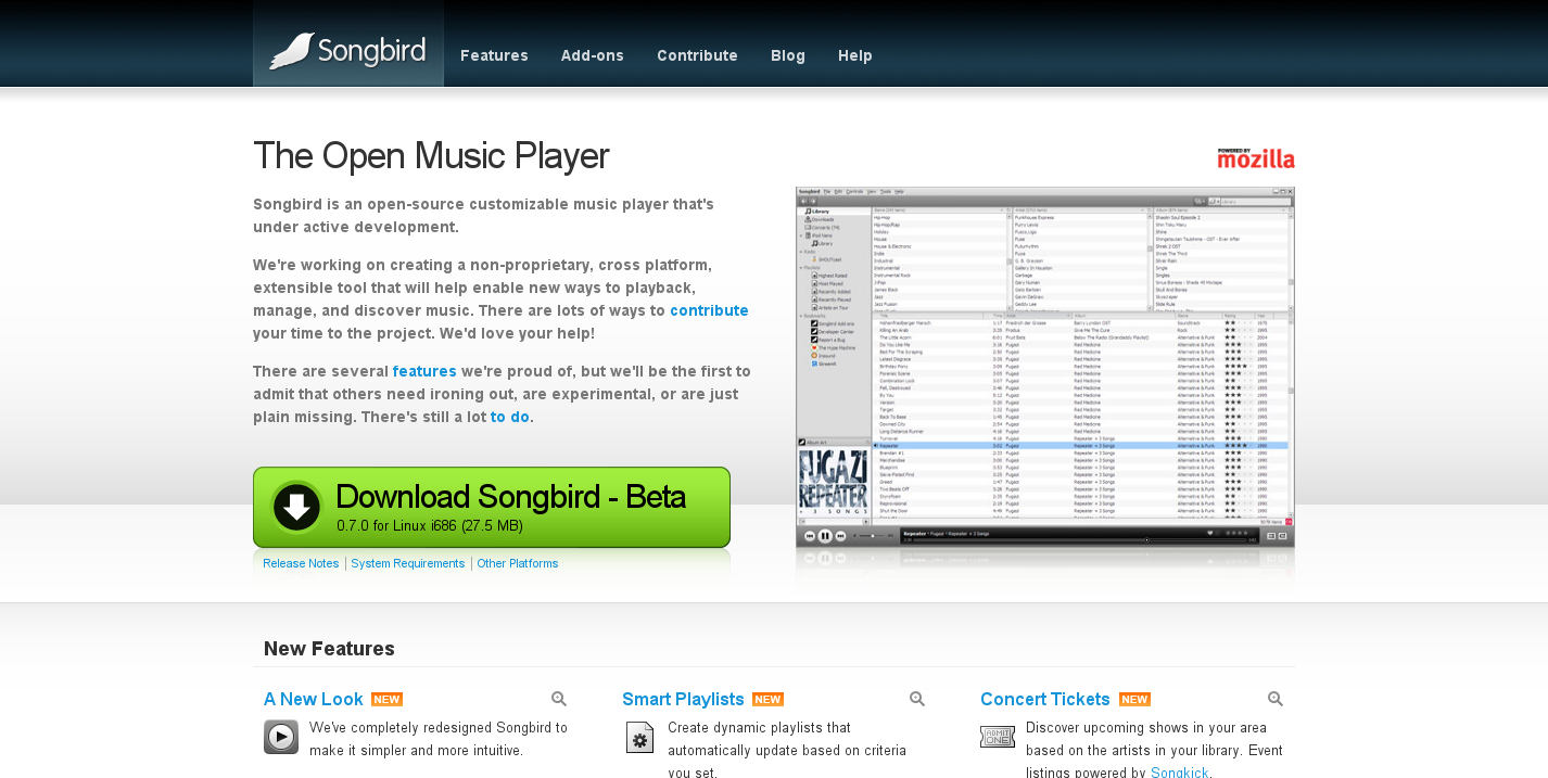 Sitio web oficial de SOngbird